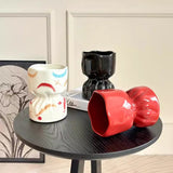 Artisan Handcrafted Ceramic Vase - Minimalist Home Decor with Stable Base(red)