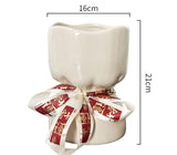 Artisan Handcrafted Ceramic Vase - Minimalist Home Decor with Stable Base(white)