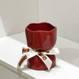 Artisan Handcrafted Ceramic Vase - Minimalist Home Decor with Stable Base(black)