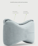 Grey Ergonomic Memory Foam Knee Pillow for Side Sleepers - Leg Positioner for Sciatica, Back, Hip & Joint Pain Relief