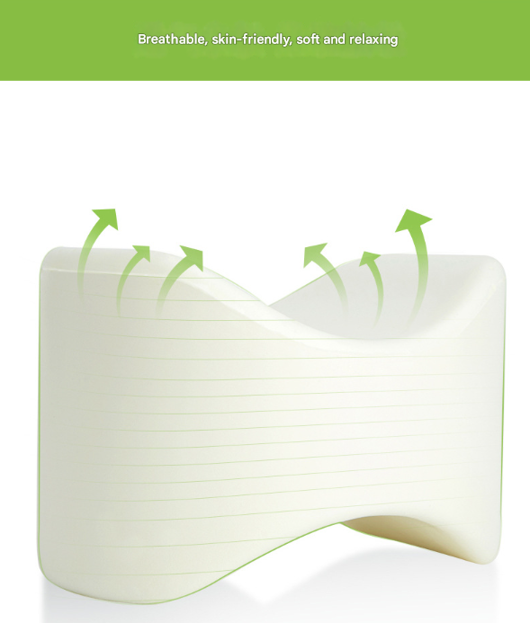 Grey Ergonomic Memory Foam Knee Pillow for Side Sleepers - Leg Positioner for Sciatica, Back, Hip & Joint Pain Relief