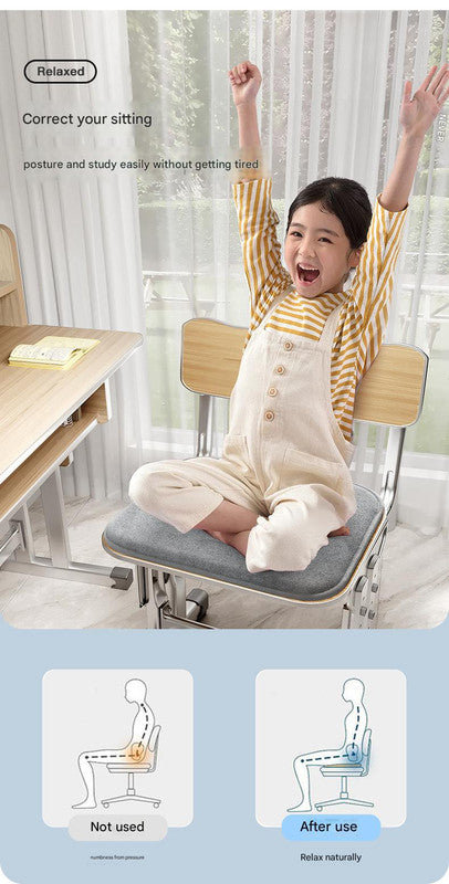 Memory Foam Student Seat Cushion - Pressure Relief, Non-Slip with Adjustable Straps for Healthy Posture(Astronaut Pink 36x34cm)