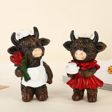 Cute Ox Figurine Decor - Rose Flower Bull
