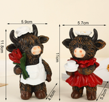 Cute Ox Figurine Decor - Rose Flower Bull