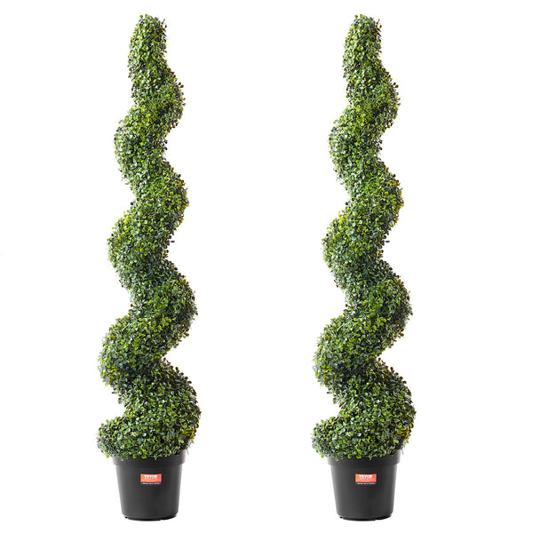 VEVOR 2 Pack 152.4cm Artificial Boxwood Topiary Tree Faux Plant UV Decor In/Outdoor