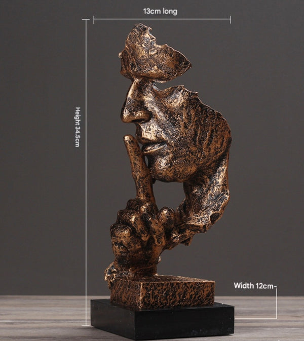 Abstract 'Silence is Golden' Art Sculpture In Gold