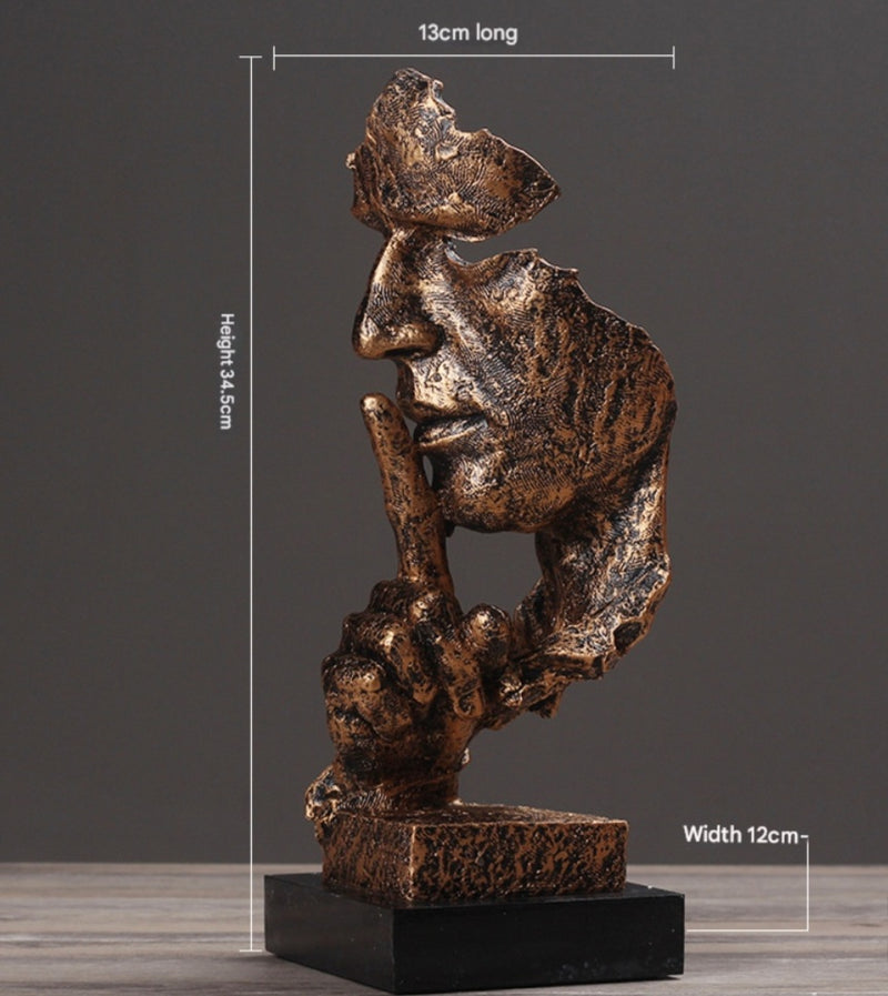 Abstract 'Silence is Golden' Art Sculpture In Gold
