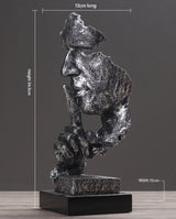 Abstract 'Silence is Golden' Art Sculpture in Silver